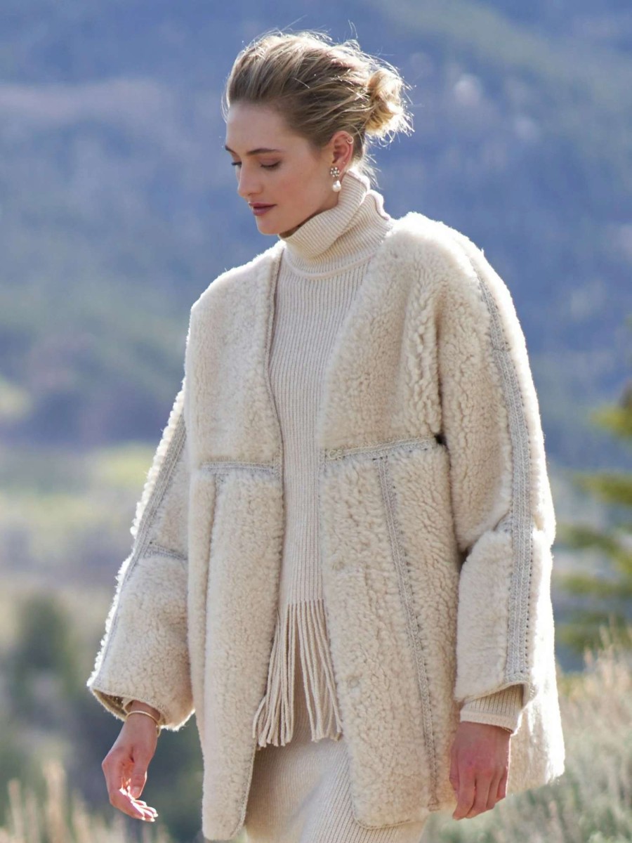 Outerwear * | Zimmermann Verona Shearling Coat Vanilla