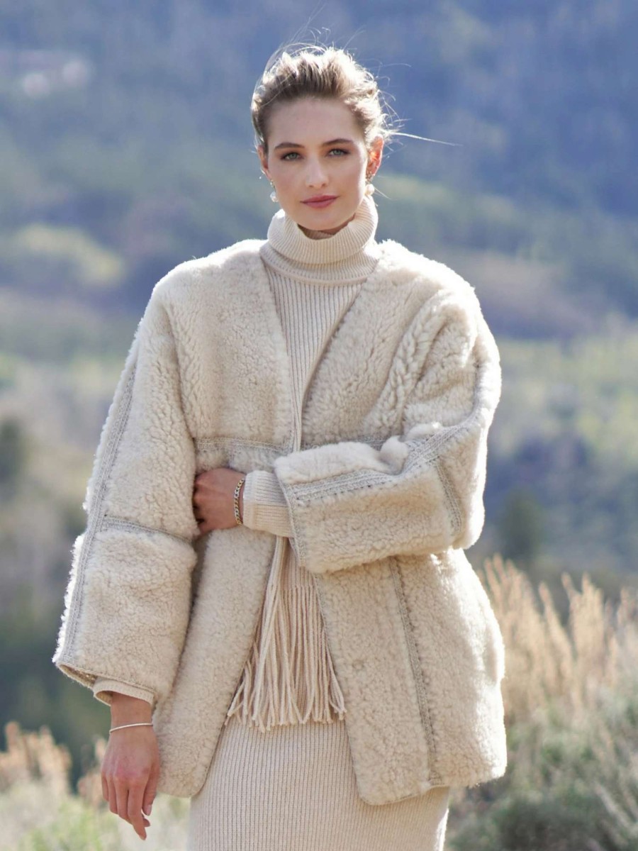 Outerwear * | Zimmermann Verona Shearling Coat Vanilla