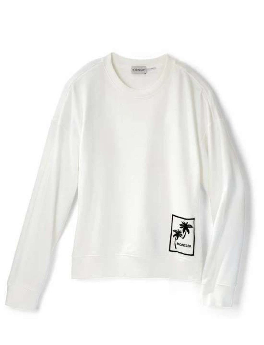 Sweaters * | Moncler Palm Crewneck Sweater White