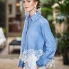 Shirts & Blouses * | Ermanno Scervino Ellis Lace Chambray Shirt Blue