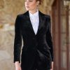 Jackets * | Ermanno Scervino Manon Silk Velvet Jacket Black