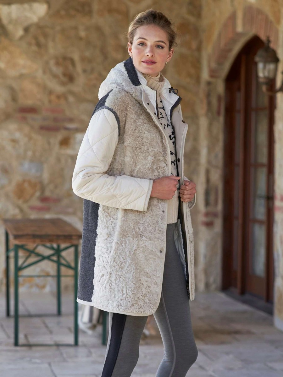 Outerwear * | Frauenschuh Linea Reversible Curly Lamb Coat Natural