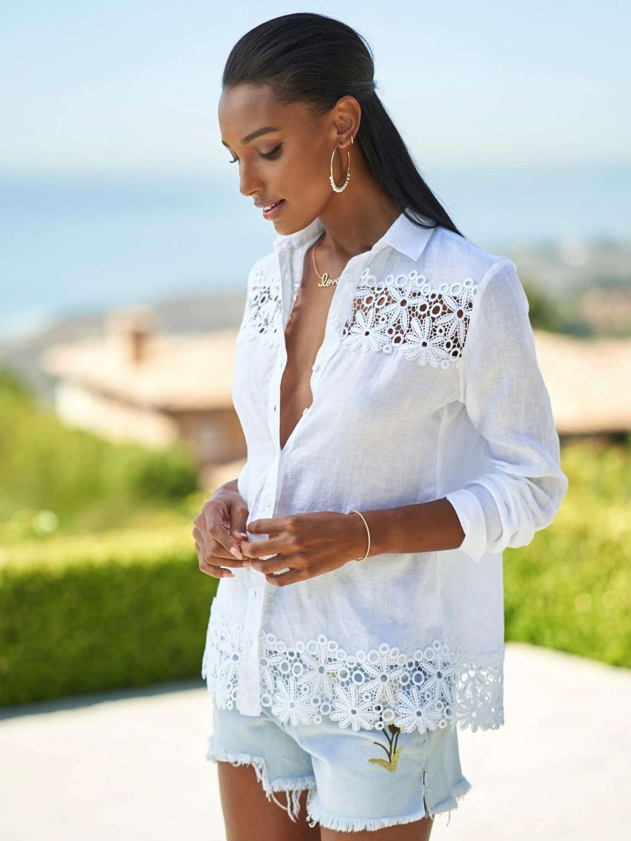 Shirts & Blouses * | Grazia Lace Linen Shirt