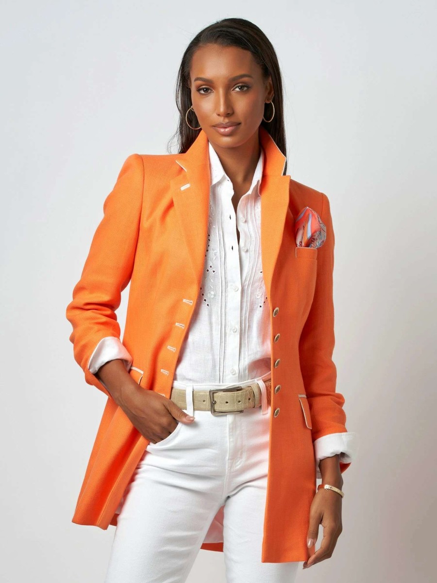 Jackets * | Vienna Linen Jacket Orange