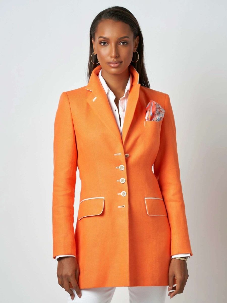 Jackets * | Vienna Linen Jacket Orange