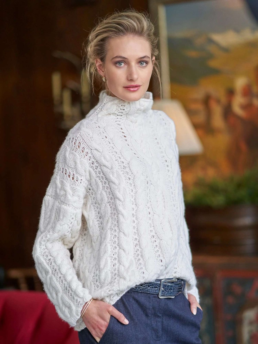 Sweaters * | Hania New York Amanda Cashmere Handknit Sweater White