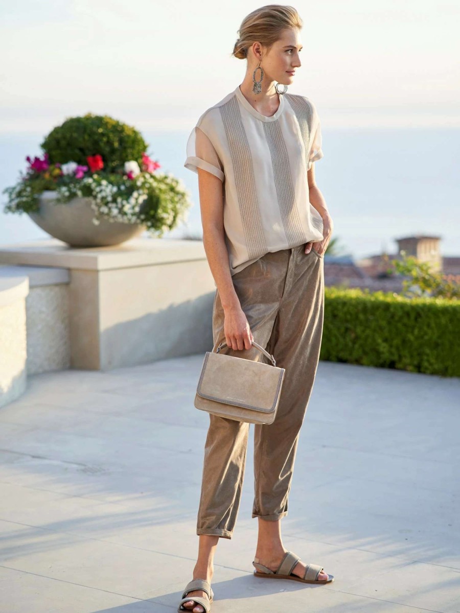 Pants * | Brunello Cucinelli Buff Leather Pant Beige