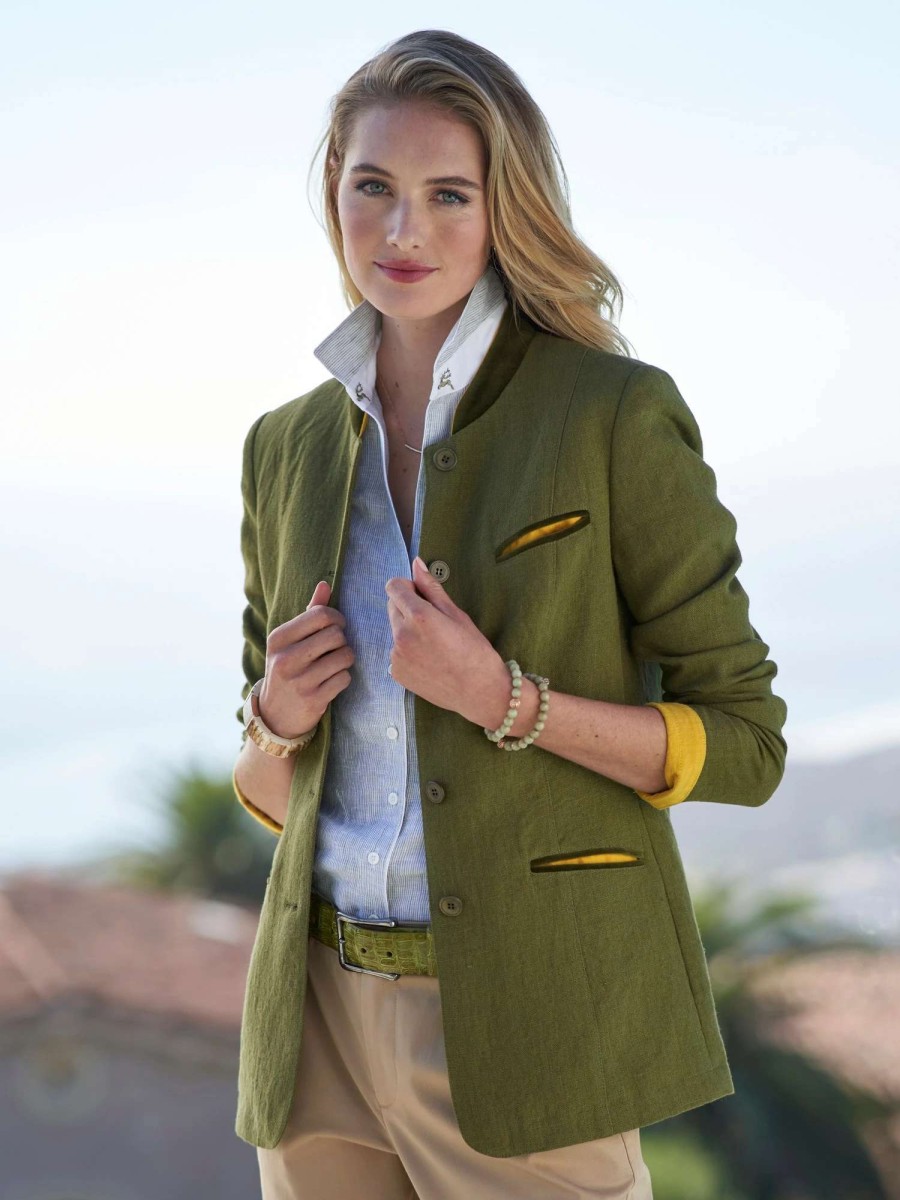 Jackets * | Anneliese Linen Jacket Green