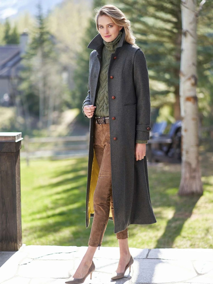 Outerwear * | Huberta Loden Coat Green