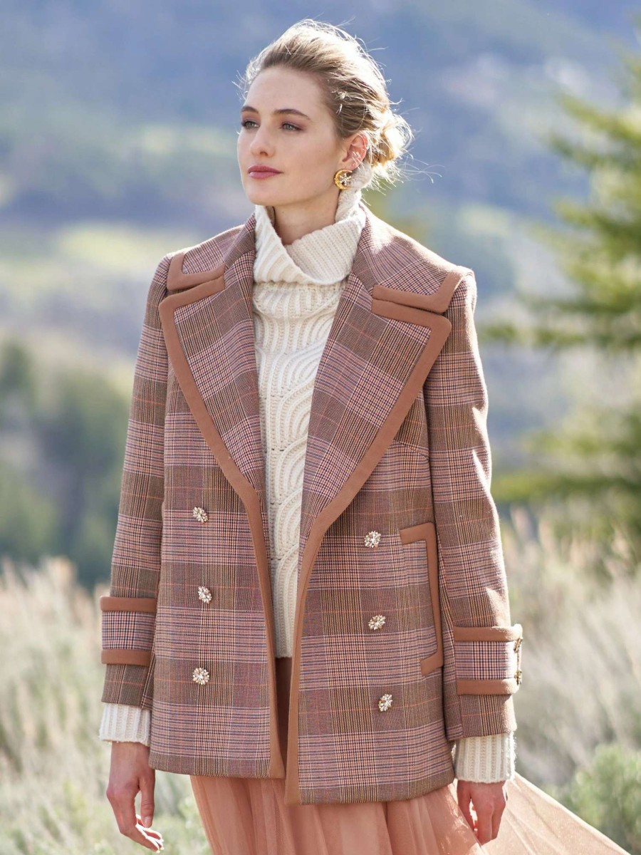 Outerwear * | Zimmermann Vida Check Peacoat Cranberry