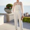 Pants * | Brunello Cucinelli Pleated Silk Blend Trouser Ivory