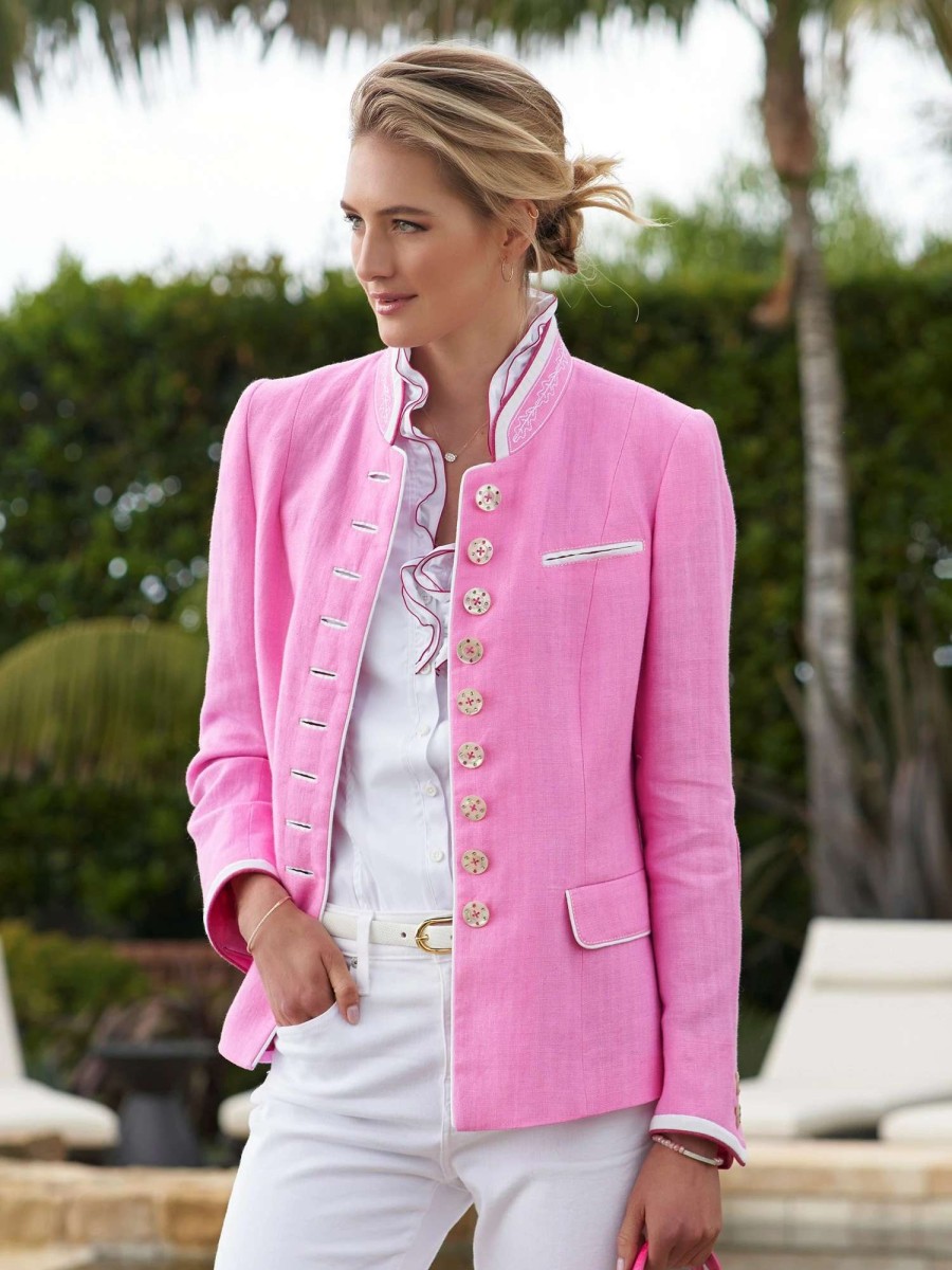 Jackets * | Alt Aussee Linen Jacket Pink