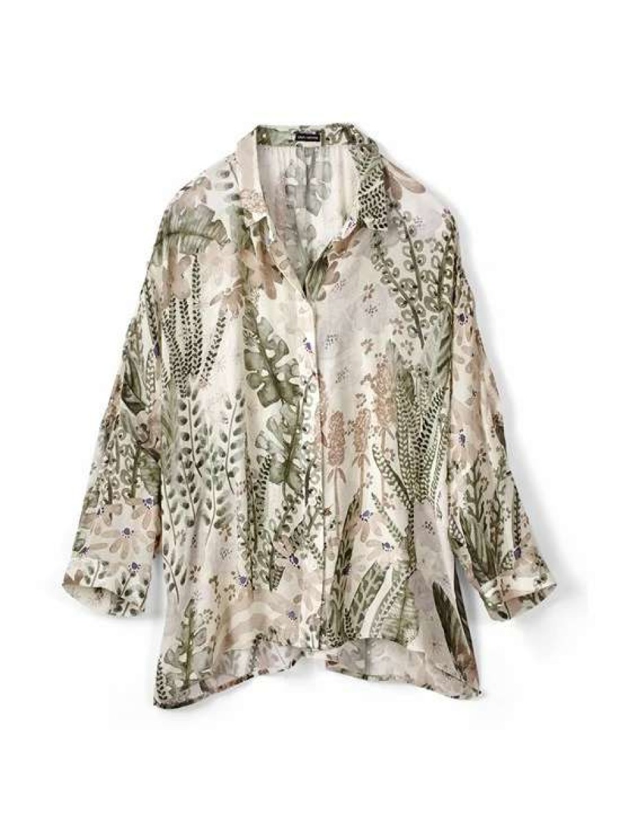 Shirts & Blouses * | Iris Von Arnim Fabajo Jungle Chiffon Silk Shirt Light Green Ivy