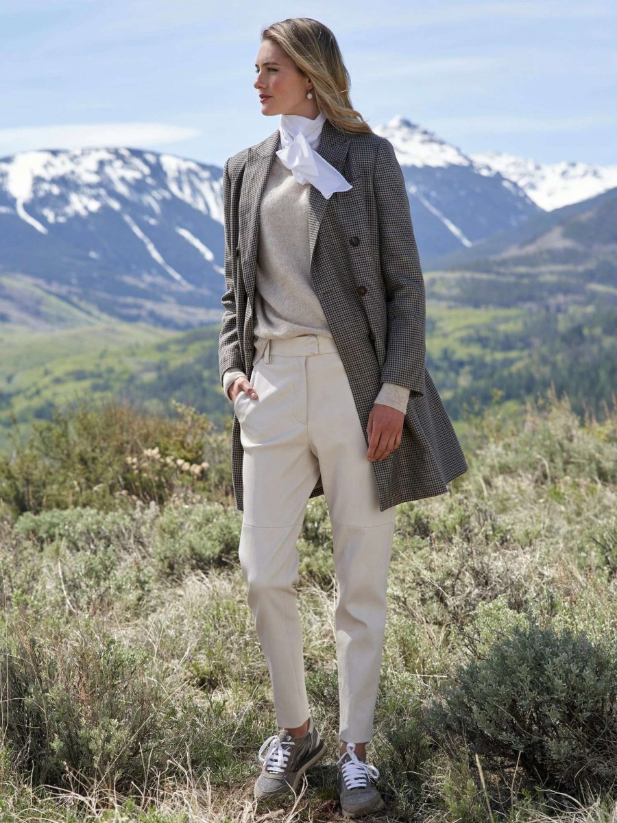 Pants * | Brunello Cucinelli White Leather Pant Natural