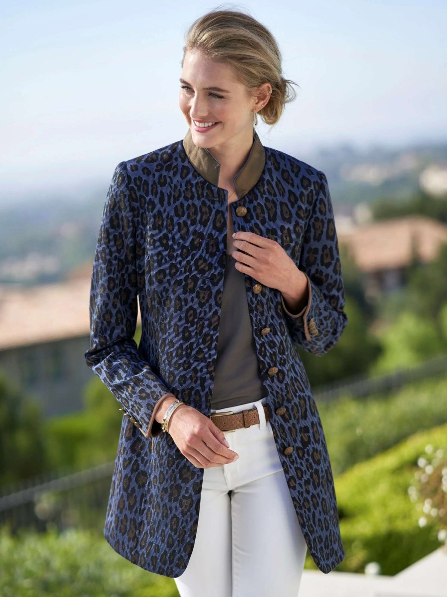 Jackets * | Amalia Leo Wool Jersey Jacket Blue Leo