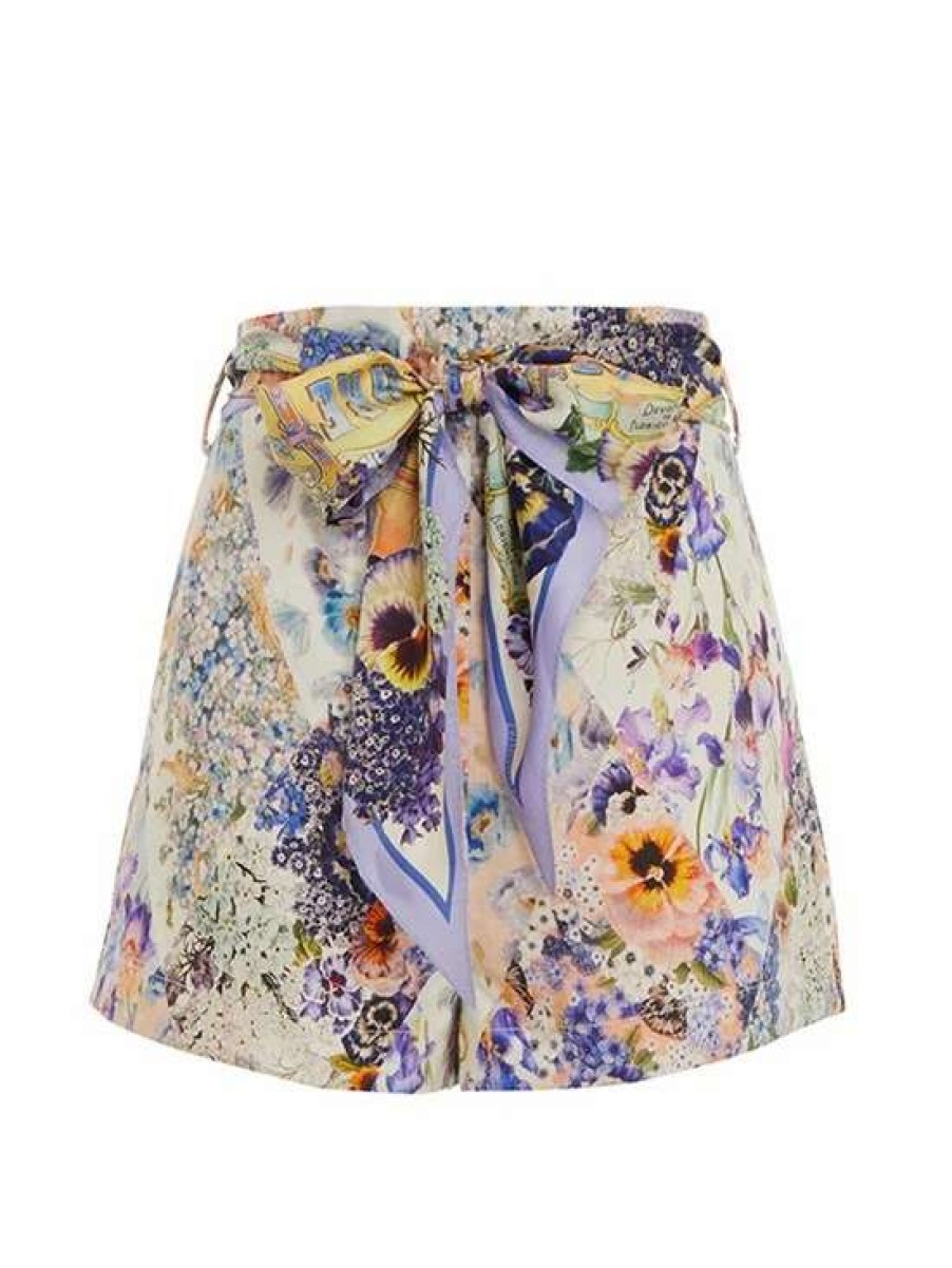 Shorts * | Zimmermann Tama Linen Short Diamond Splice Floral