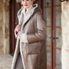 Outerwear * | Aya Reversible Shearling Coat Taupe