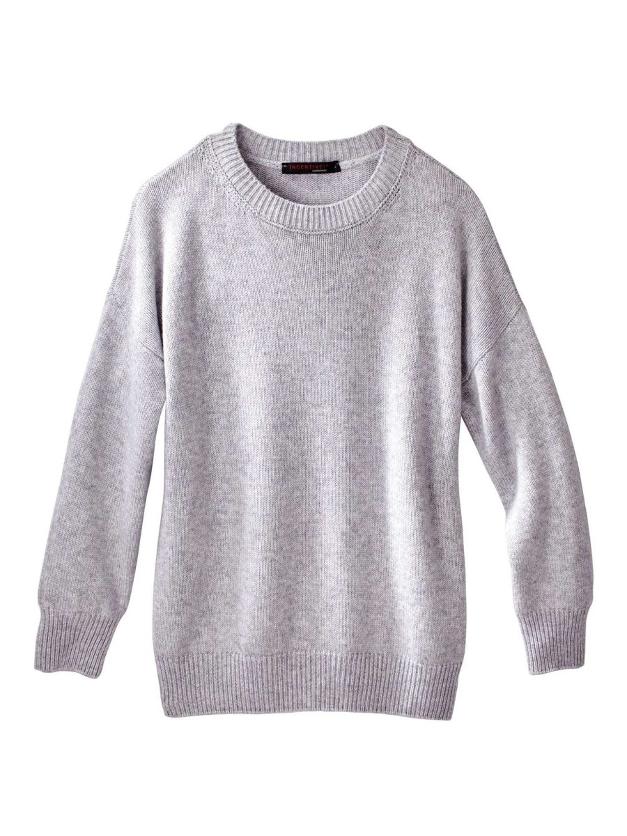 Sweaters * | Blanche Cashmere Crewneck Sweater Silver