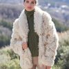 Outerwear * | Annabelle New York Heidi Embroidered Reversible Shearling Coat Cream