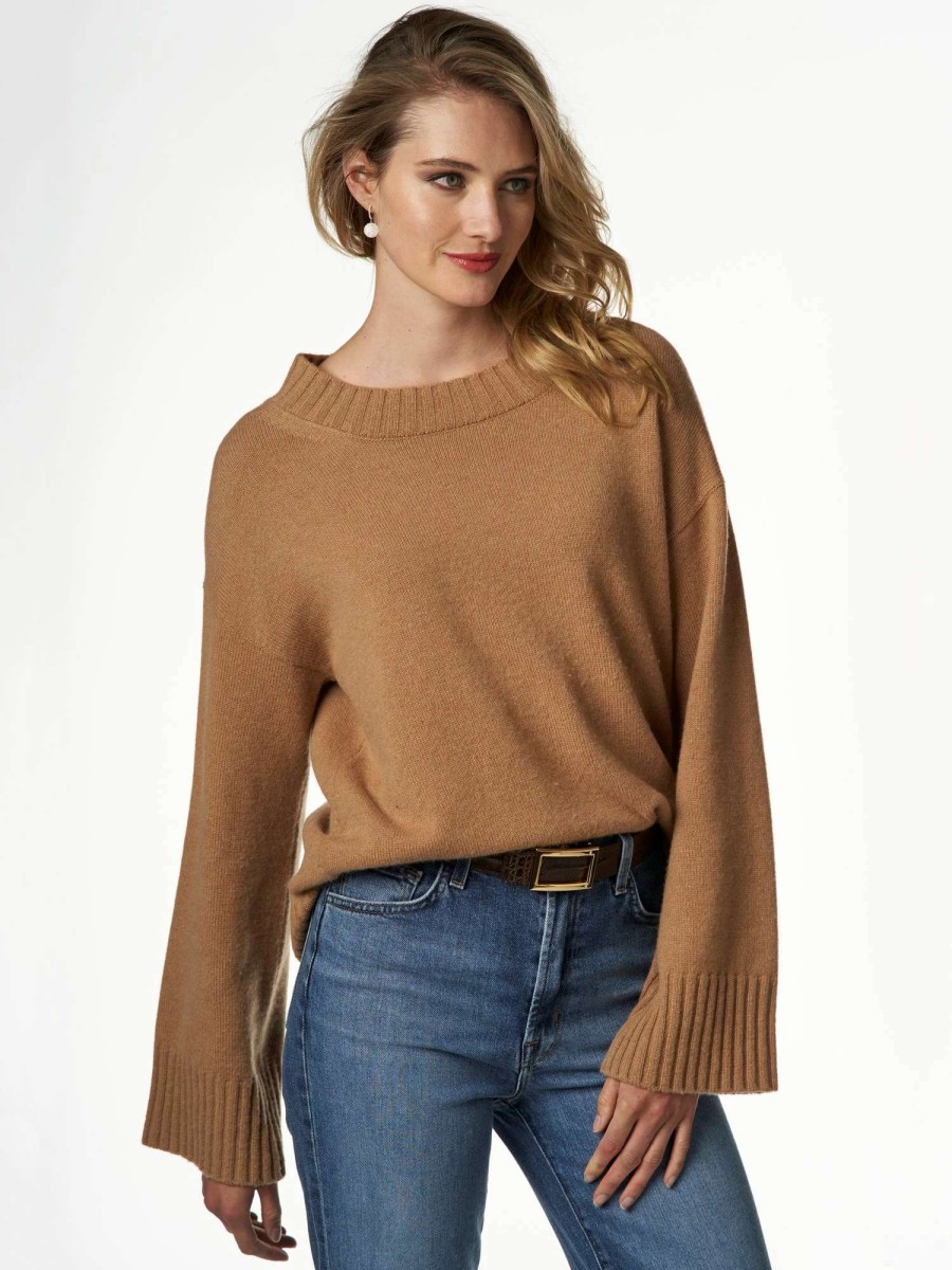 Sweaters * | Ella Cashmere Crewneck Sweater Honey