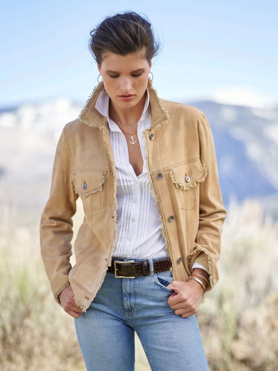 Jackets * | Natalie Waxed Suede Jean Jacket Chamois