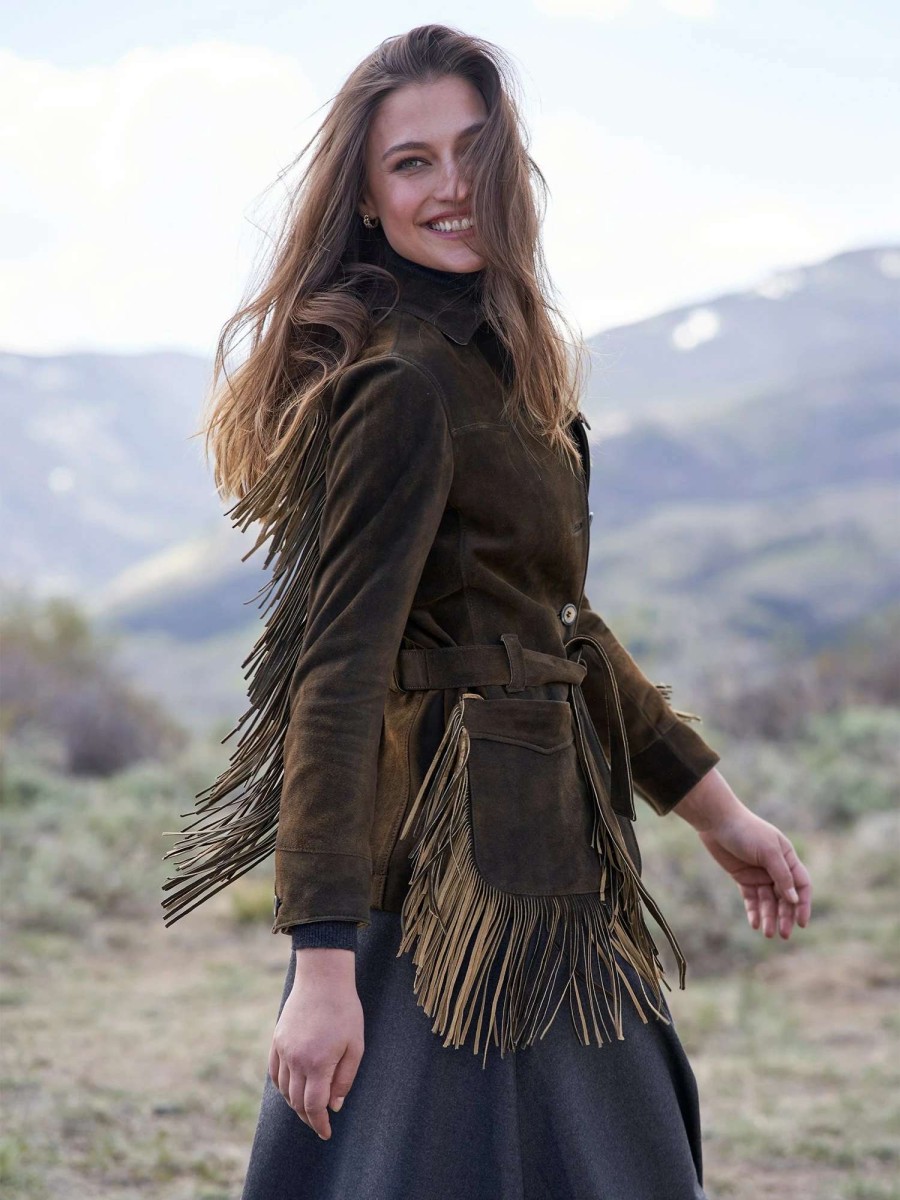 Jackets * | Wild Horses Fringe Leather Jacket Kabok