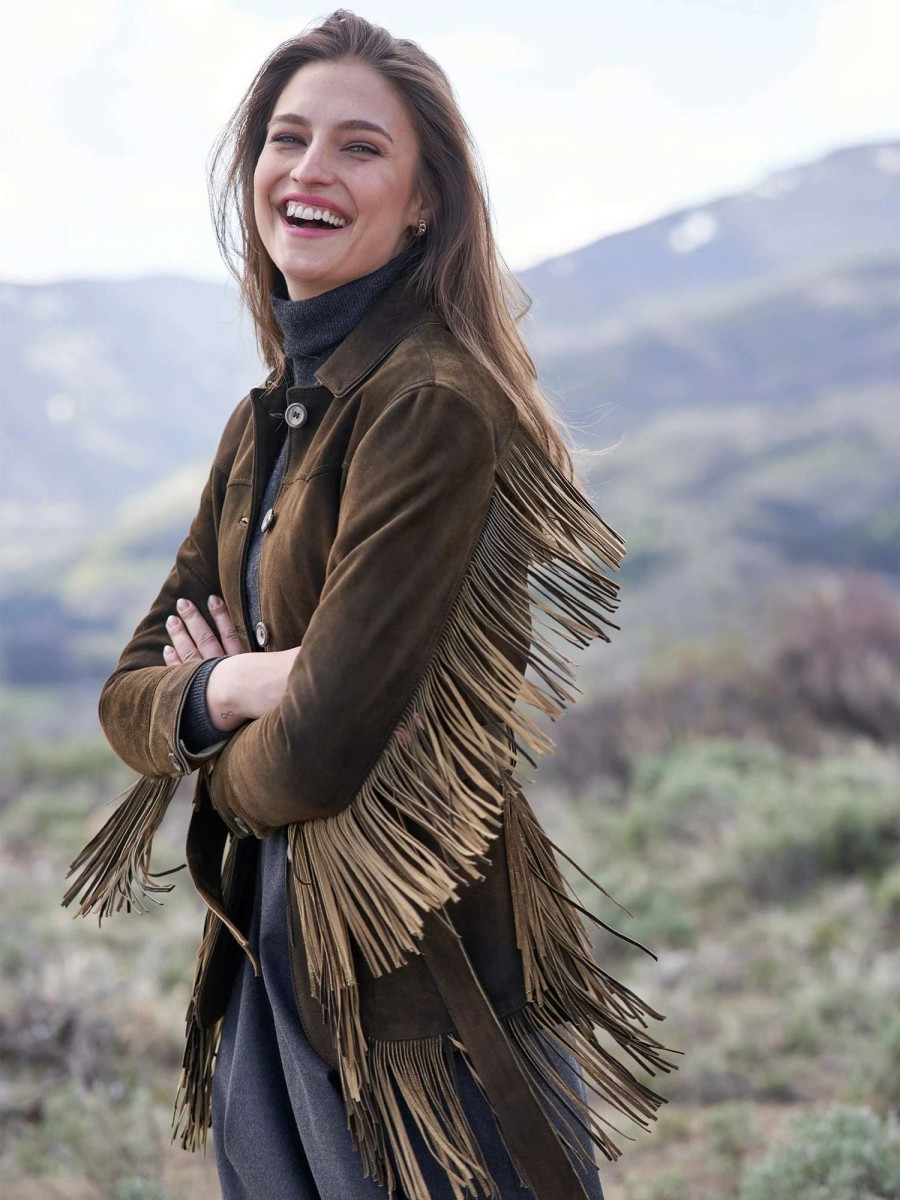 Jackets * | Wild Horses Fringe Leather Jacket Kabok