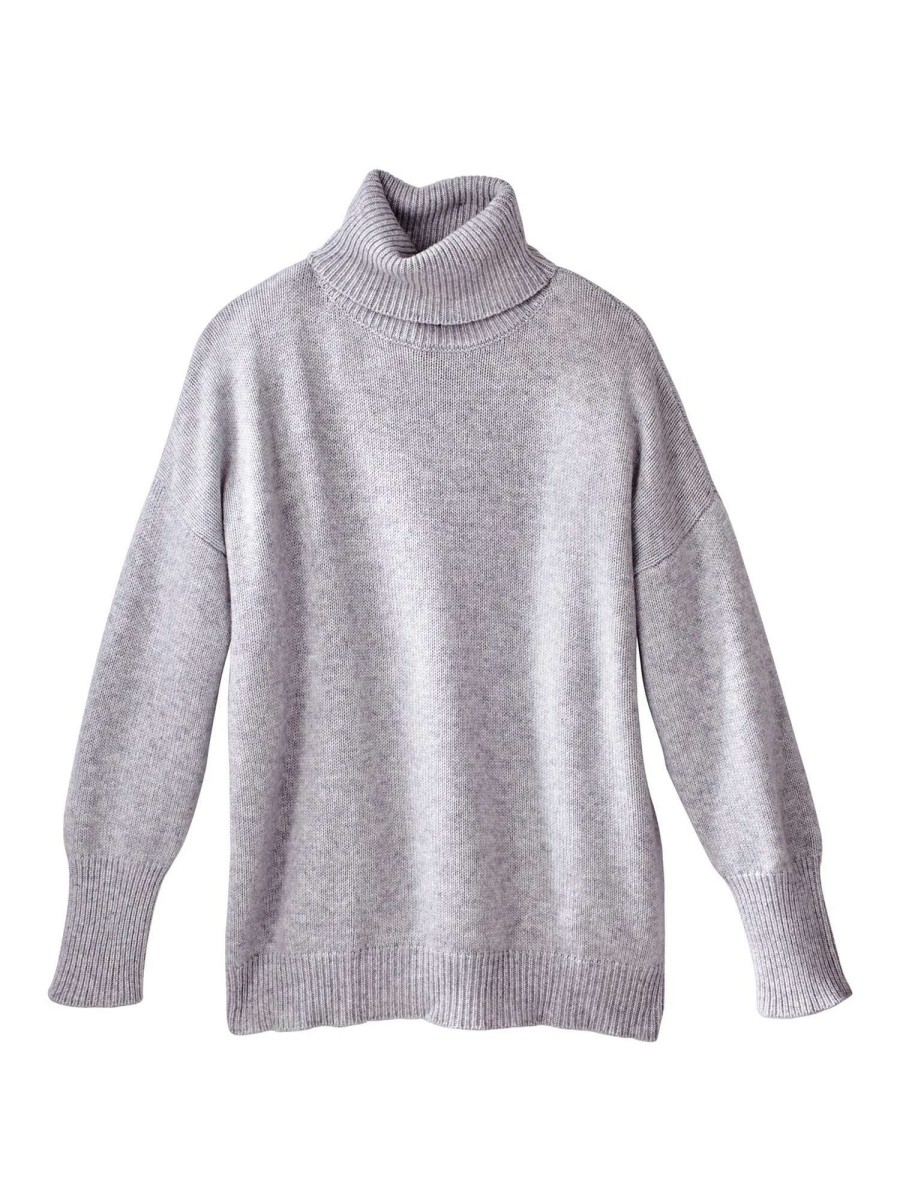 Sweaters * | Blanche Cashmere Turtleneck Sweater Silver