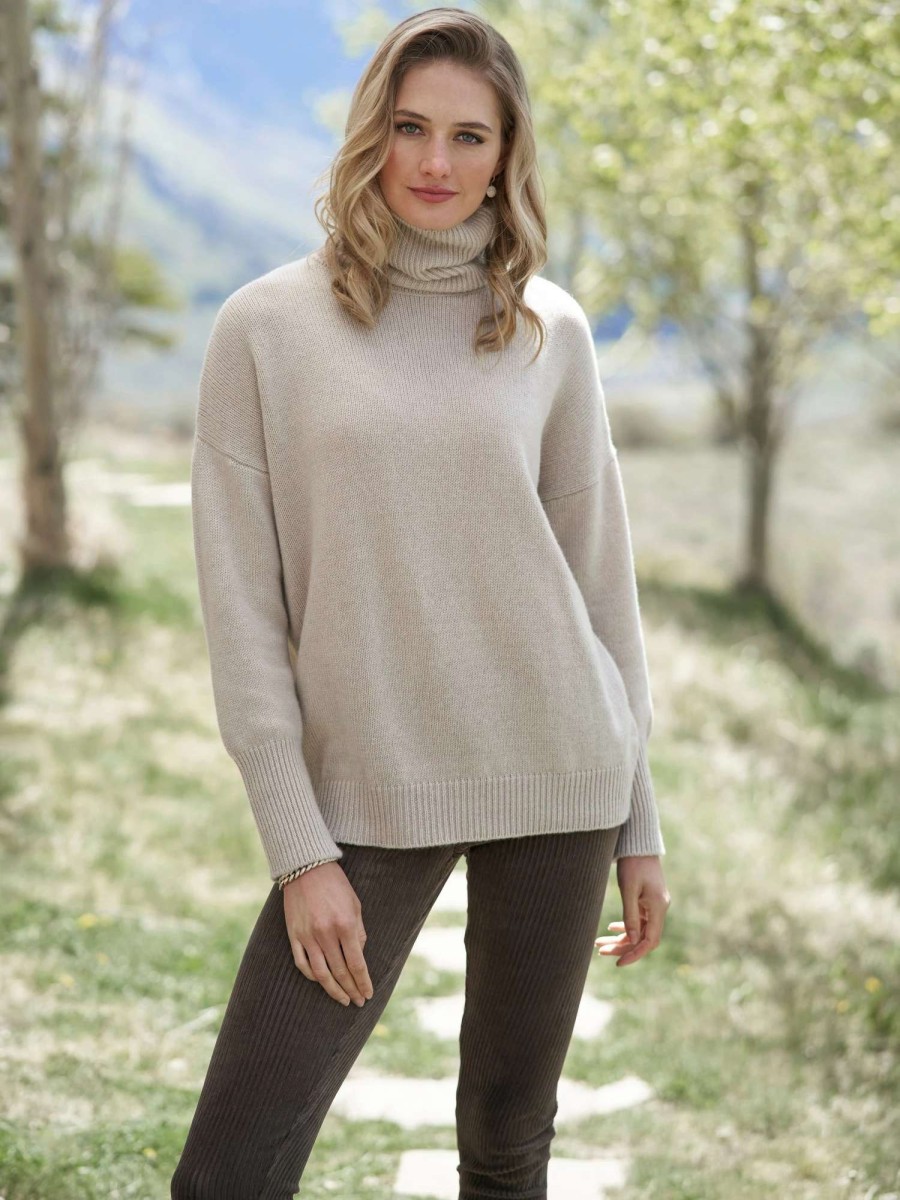 Sweaters * | Blanche Cashmere Turtleneck Sweater Silver