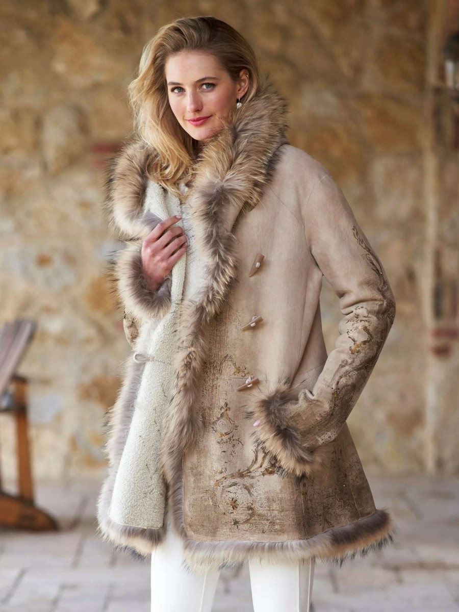 Outerwear * | Patrice Shearling Coat Cream Rustico