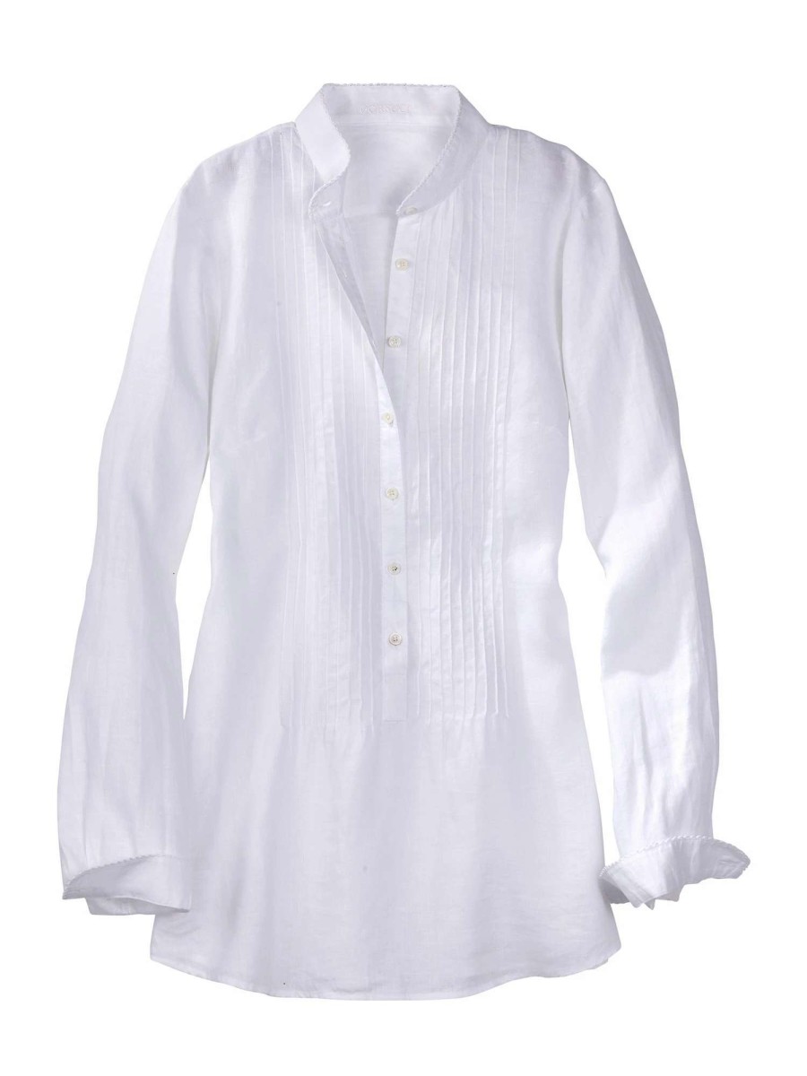 Shirts & Blouses * | Mae Pleat Front Linen Tunic White