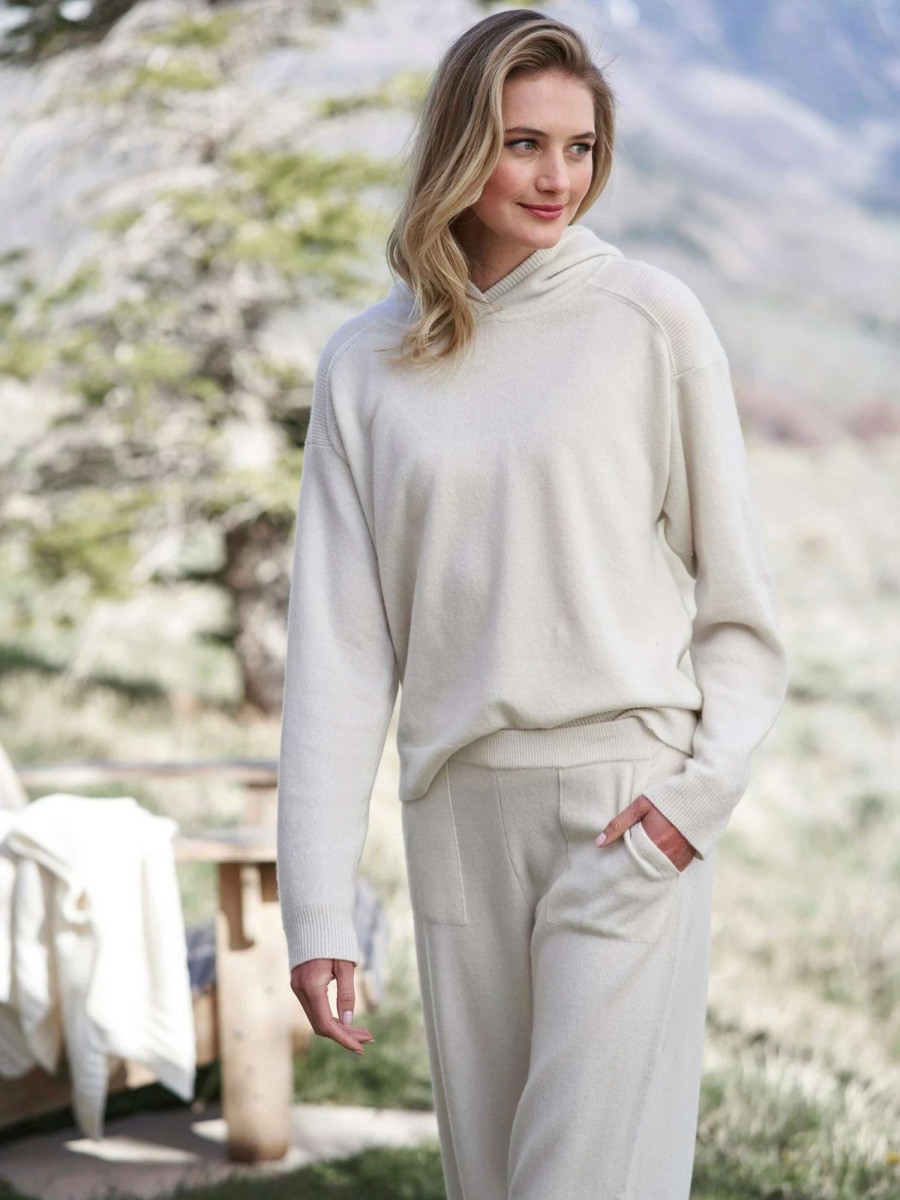 Sweaters * | Iris Von Arnim Lotte Hoodie Cashmere Jogger Set Ecru