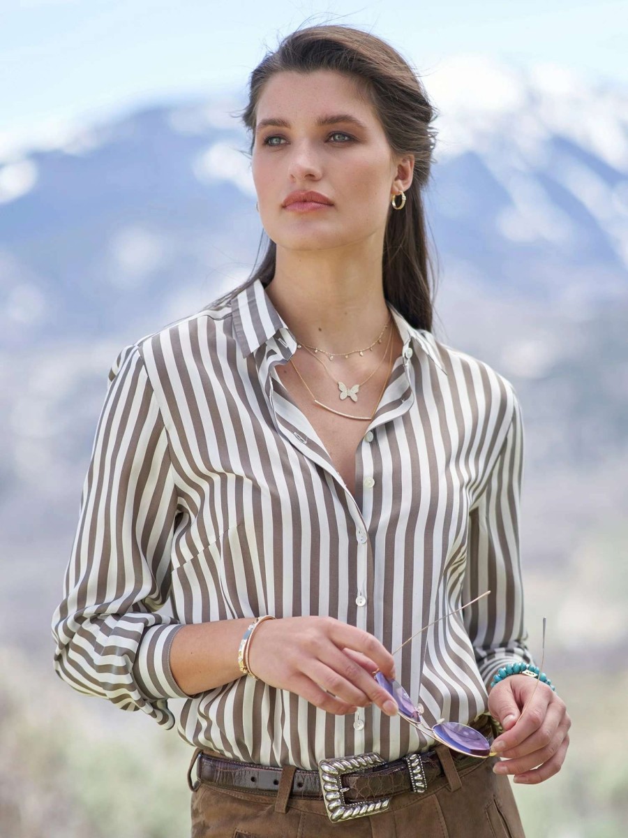 Shirts & Blouses * | Alanna Silk Stripe Shirt