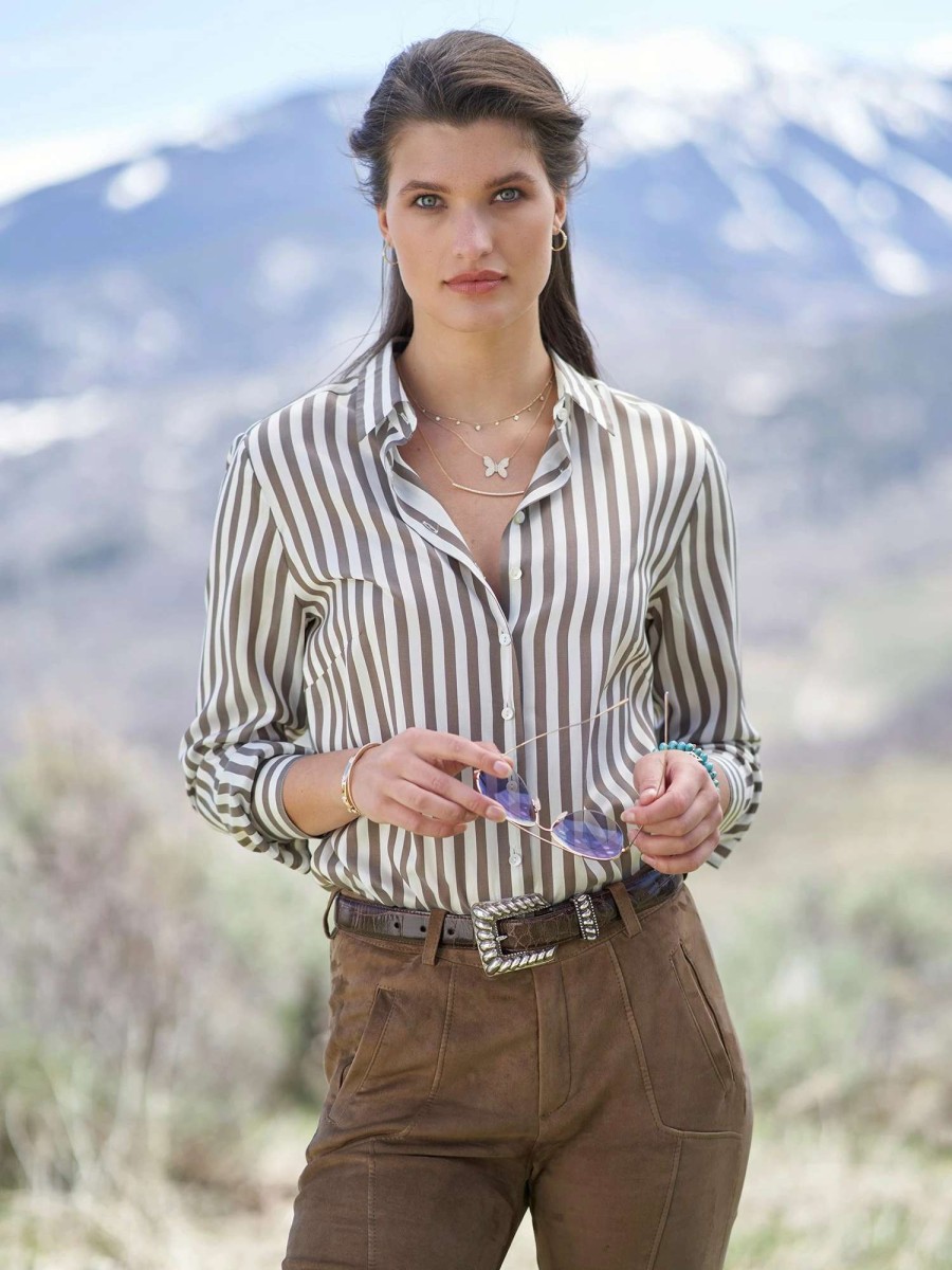 Shirts & Blouses * | Alanna Silk Stripe Shirt