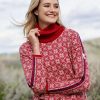 Sweaters * | Dale Of Norway Frida Nordic Turtleneck Sweater Red Navy Stripe