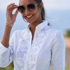 Shirts & Blouses * | Sheri Fleur Linen Shirt White