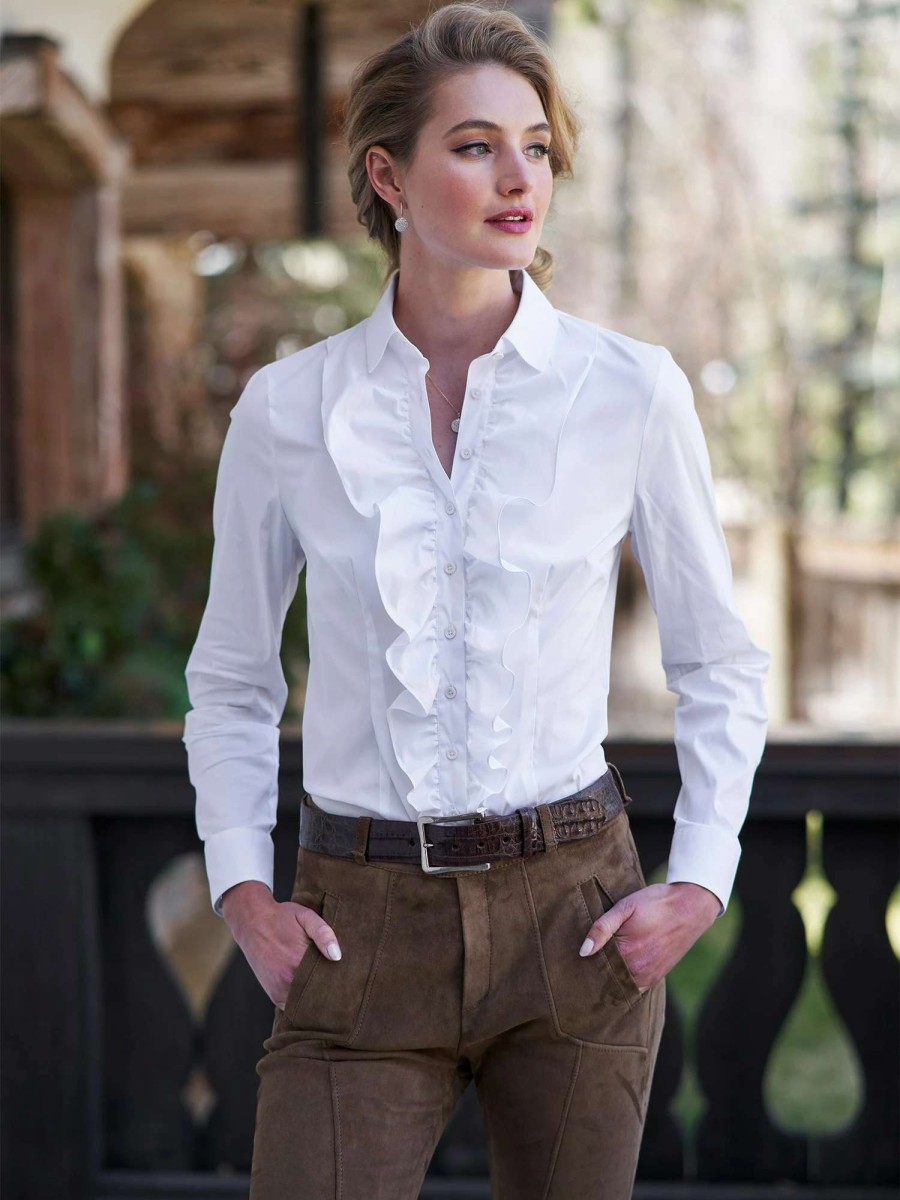 Shirts & Blouses * | Lise Ruffle Shirt White