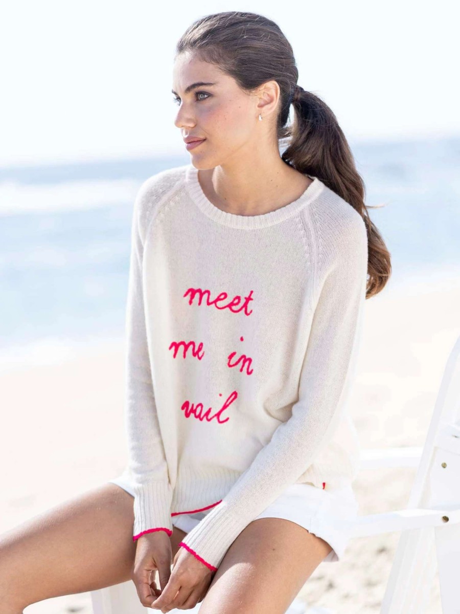 Sweaters * | Meet Me In Vail Cashmere Sweater White