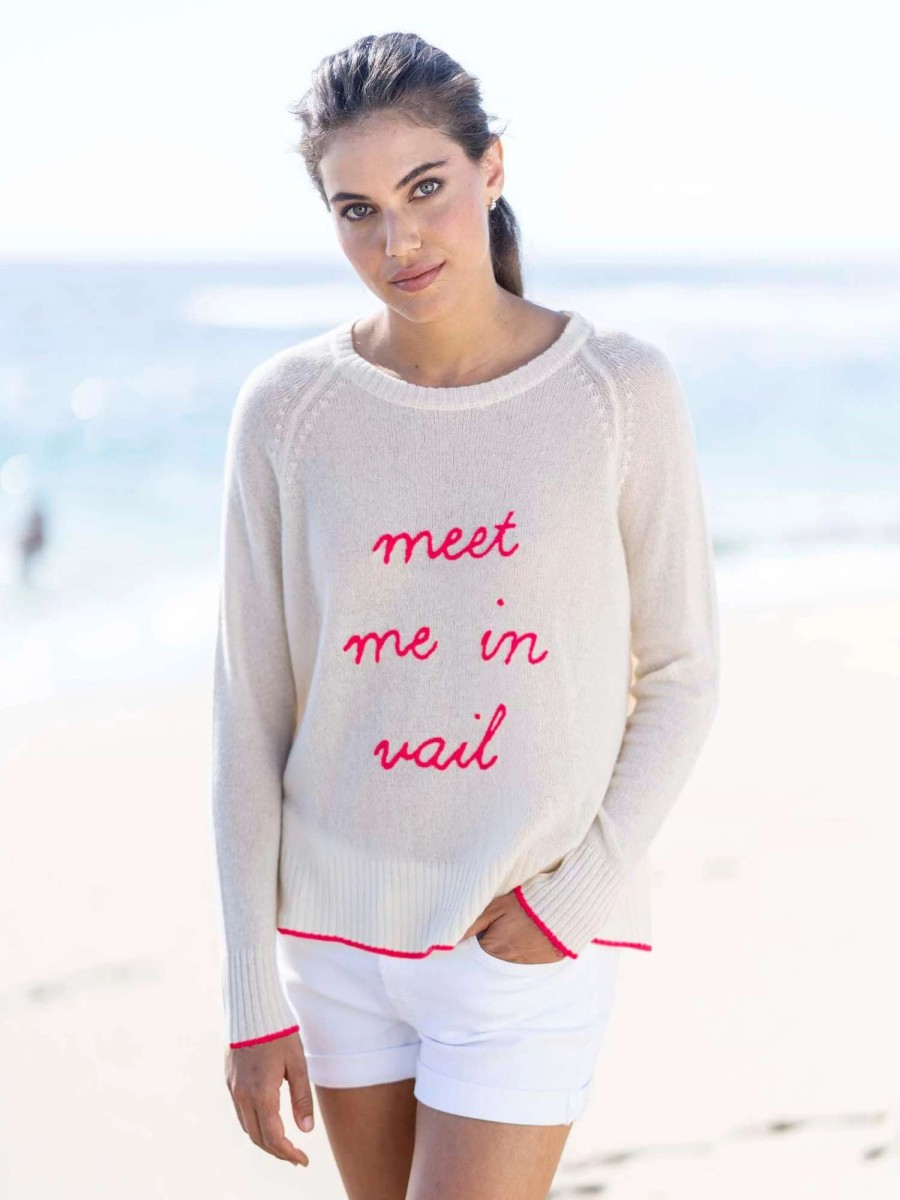 Sweaters * | Meet Me In Vail Cashmere Sweater White