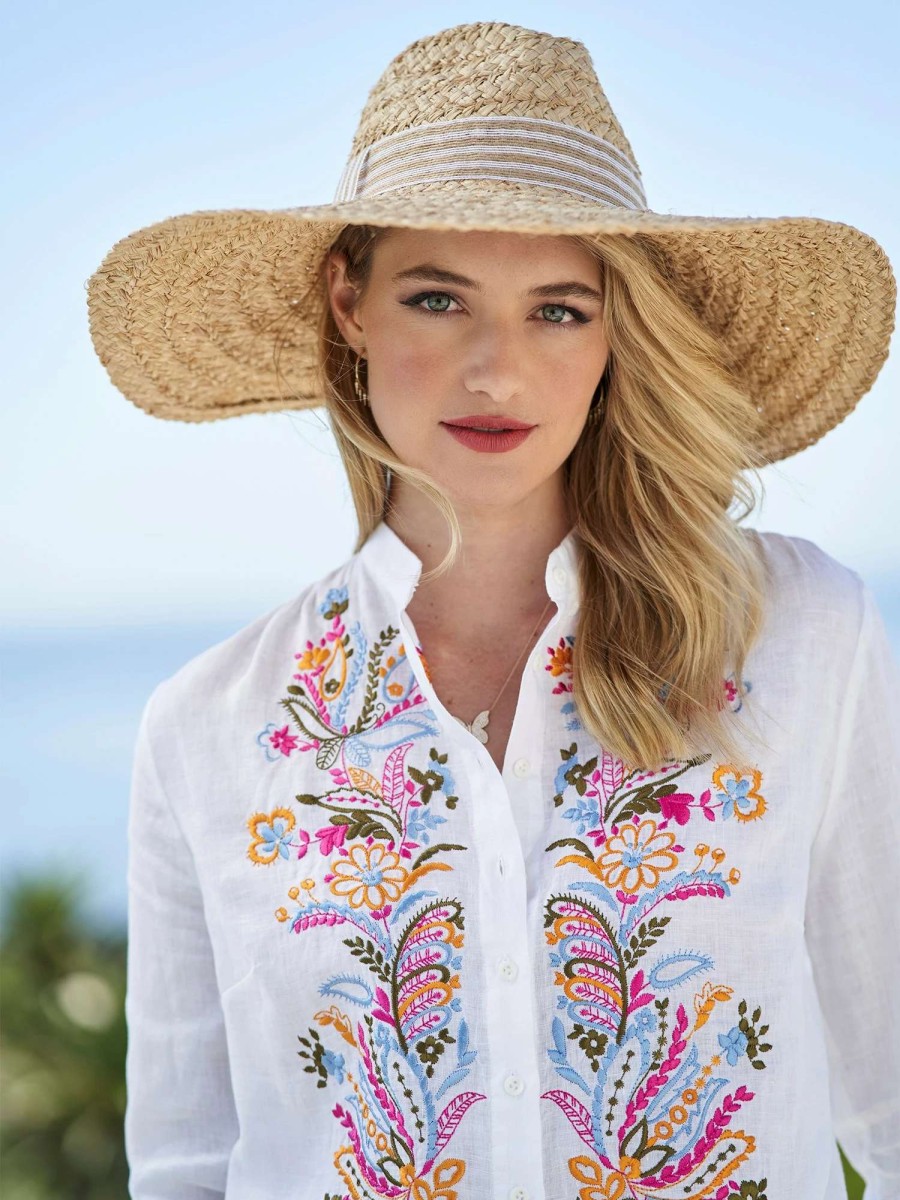 Shirts & Blouses * | Vivi Fleur Linen Shirt White